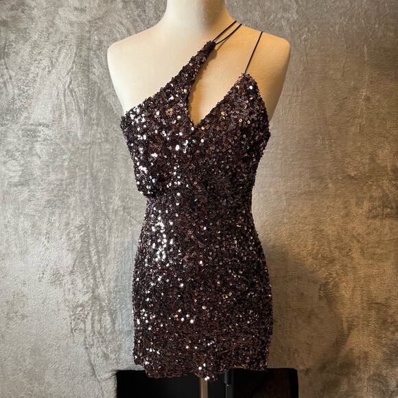 ASTR The Label Sequin‎ Mini Dress Size Small Rose Pink Bachelorette Vegas Flirty - Picture 1 of 6